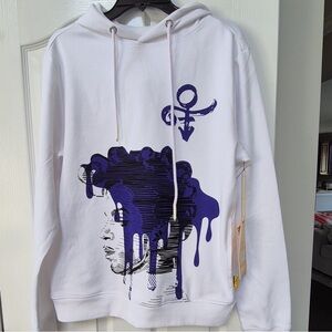 Bricks &Butter White Hoodie Sweatshirt with Prince Graphic Print